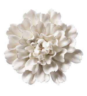 Handcrafted Ceramic Flower Wall or Tabletop Sculpture - White