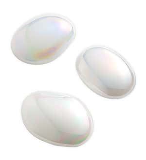 Iridescent Glass Stones, Set of 3 - Tan