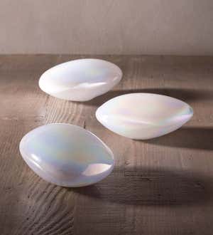 Iridescent Glass Stones, Set of 3 - Aqua