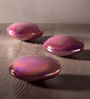 Iridescent Glass Stones, Set of 3 - Purple