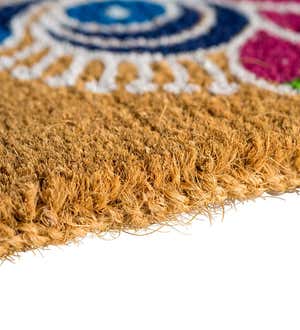 Indian Rangoli "Good Luck" Coir Doormat