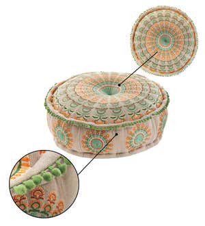Embroidered Round Mandala Meditation Pouf