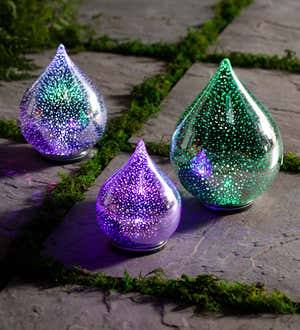 Multi-Colored Glass Teardrop Lamps, Set Of Three