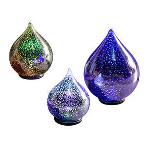 Multi-Colored Glass Teardrop Lamps, Set Of Three