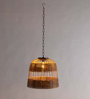 Faux Wicker Hanging Solar Lamps, Medium and Large