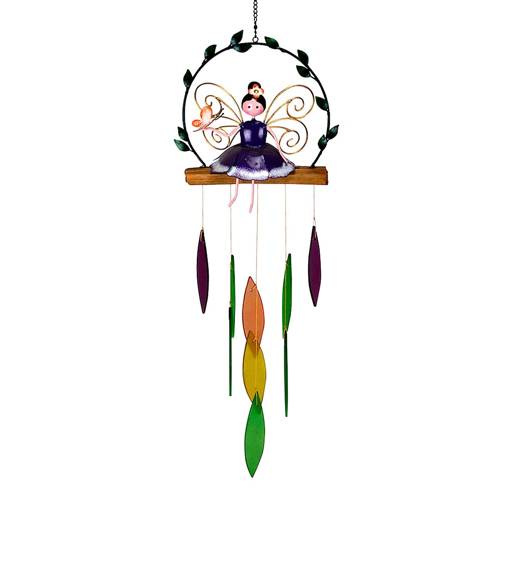 Purple Fairy Metal and Glass Wind Chime