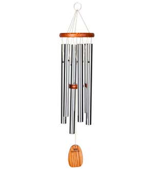 Anodized Aluminum Amazing Grace Wind Chime With Ash Wood Disk And Wind Catcher