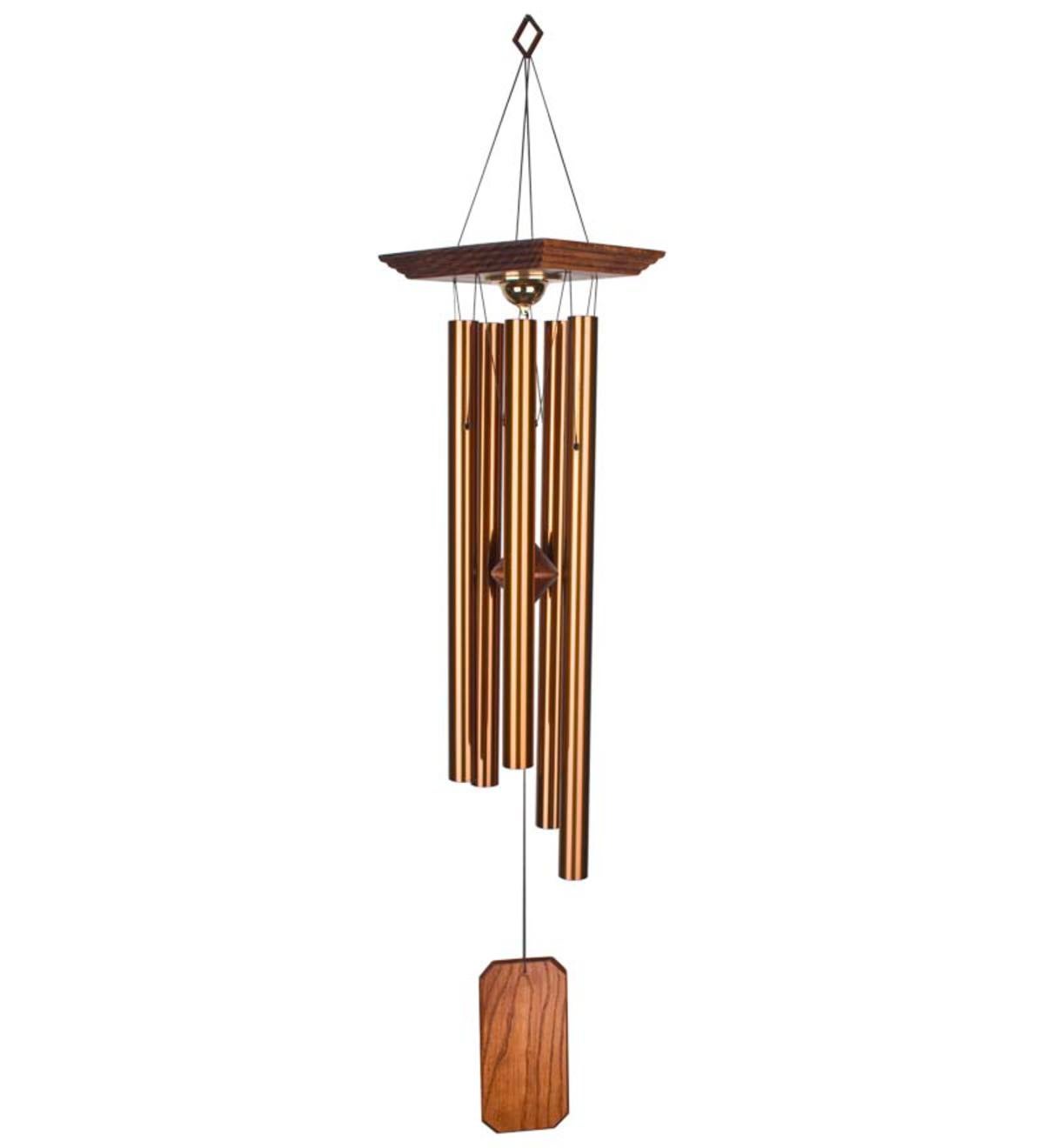 Large Memorial Wind Chime With Weatherproof Metal Compartment In Bronze And Teak Finish