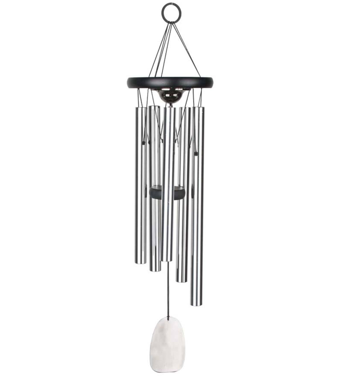 Memorial Wind Chime With Weatherproof Metal Compartment In Silver And Black Finish