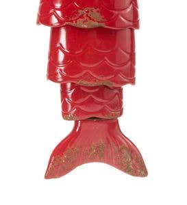 Colored Porcelain Koi Fish Wind Chime - Red
