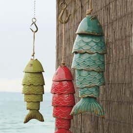 Colored Porcelain Koi Fish Wind Chime