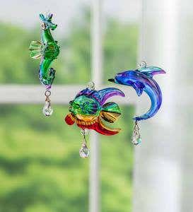 Glass Sea Life Ornament - Dolphin