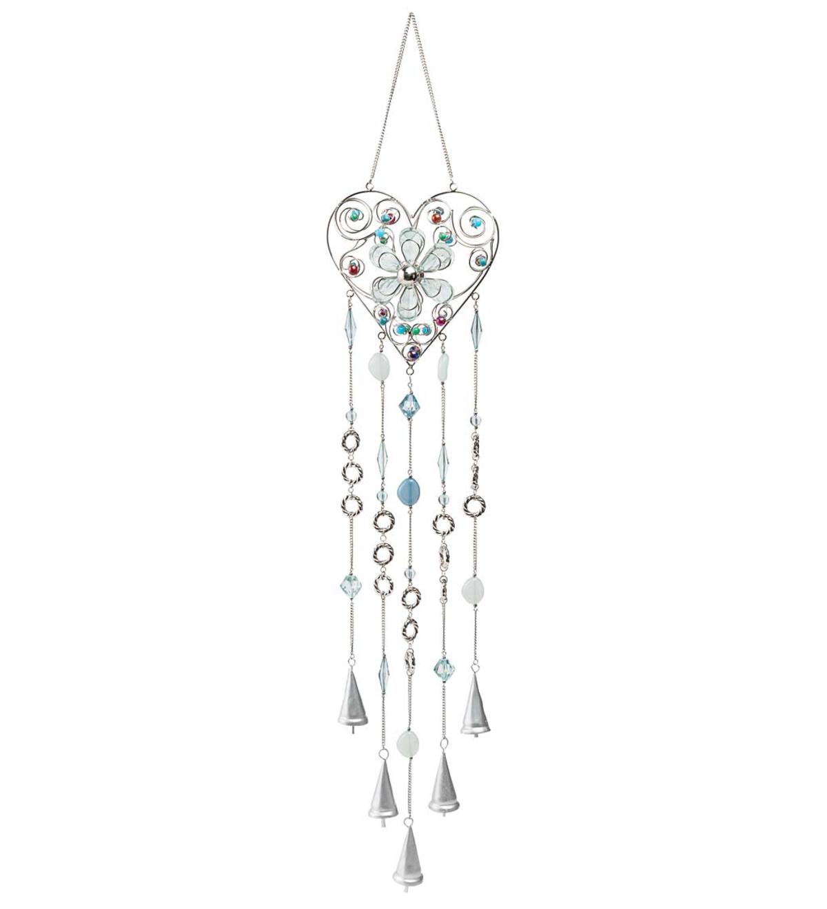 Silver-Colored Heart Wind Chime