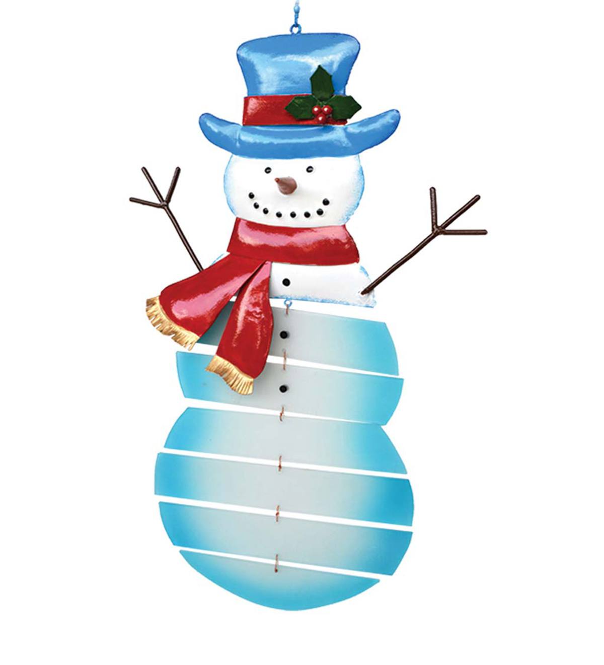 Holiday Glass and Metal Snowman Mobile