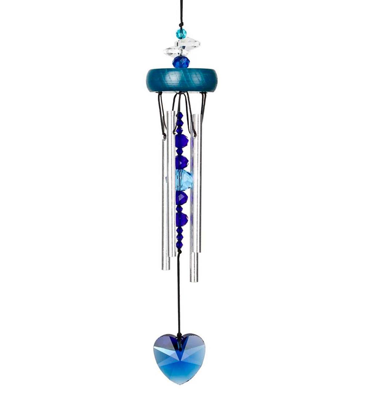 Small Wind Chime with Blue Heart and Faux Crystals