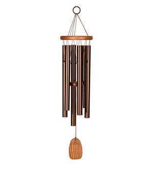 Bronze-Colored Aluminum Amazing Grace Wind Chime With Ash Wood Disk And Wind Catcher