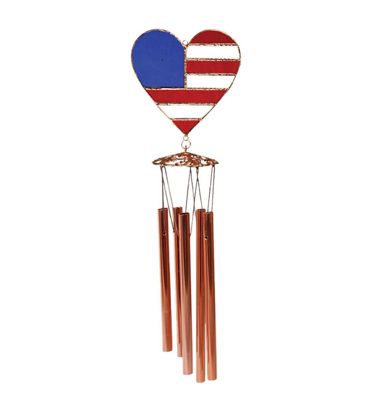 Patriotic Stained Glass and Metal Wind Chime