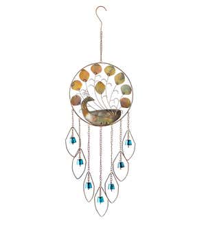 Colorful Turquoise Metal Peacock Wind Chime