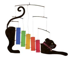 Handcrafted Metal and Glass Rainbow Kitten Mobile
