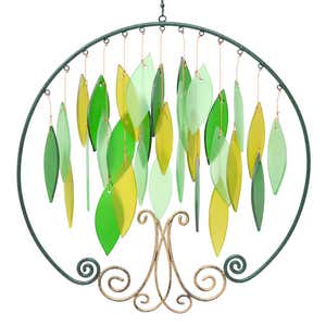 Handcrafted Metal and Glass Tree of Life Wind Chime
