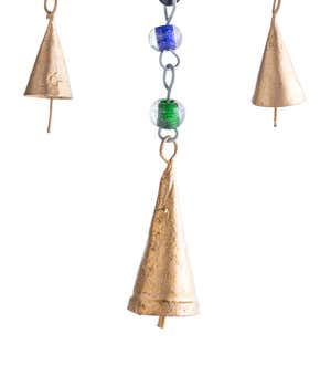 Handcrafted Beaded Heart Wind Chime with Five Metal Bells