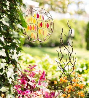 Abstract Branches Metal Garden Trellis with Three-Pronged Stake