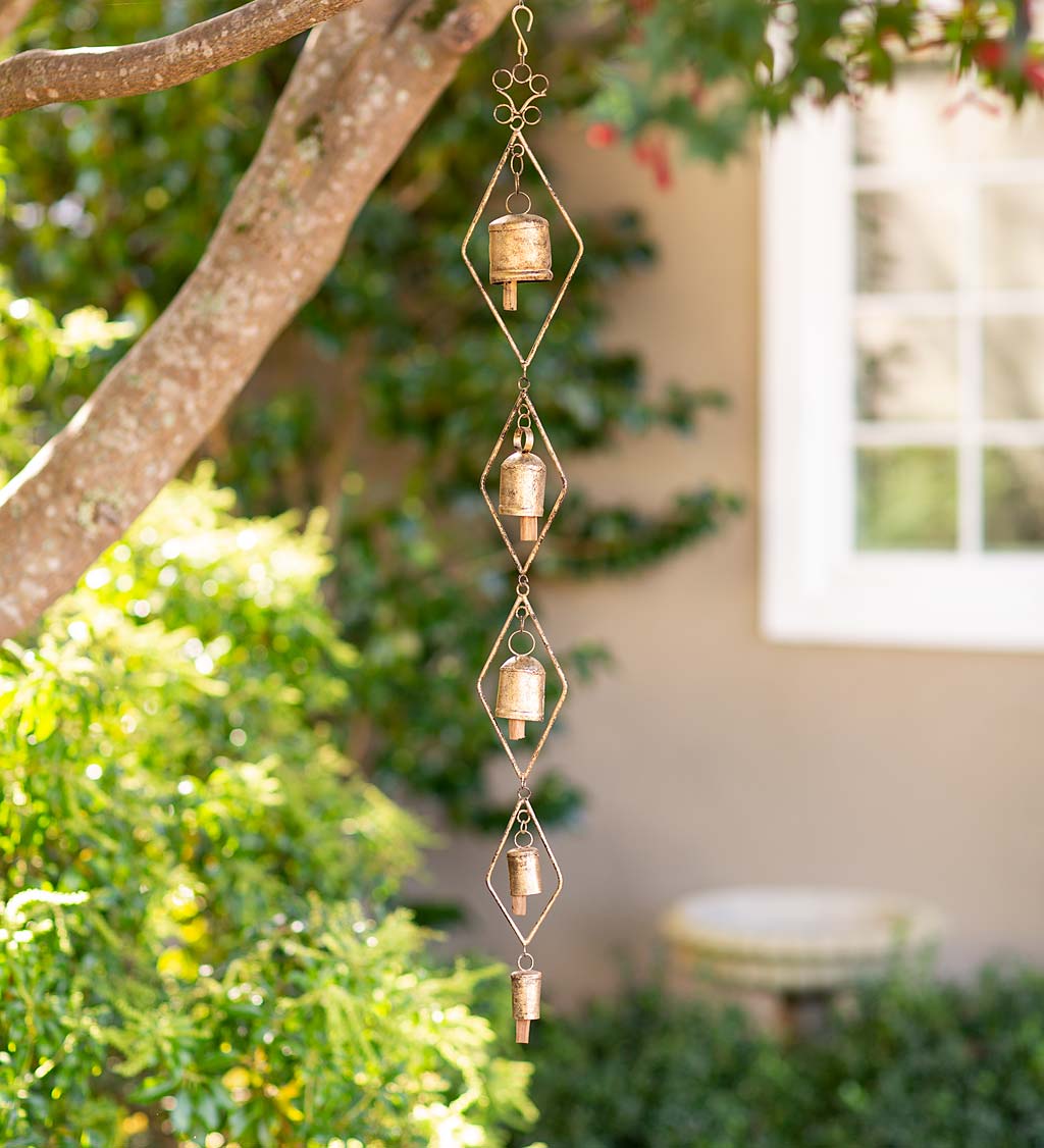 Handcrafted Five Bells and Diamonds Metal Wind Chime