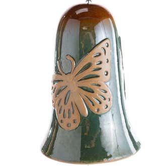 Blue-Green Porcelain Bell with Butterflies