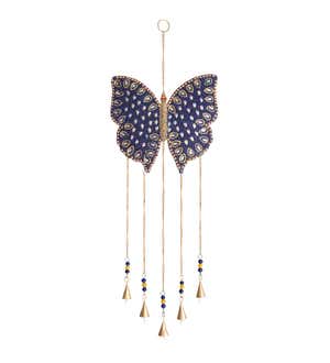 Blue Butterfly Beaded Wind Chime