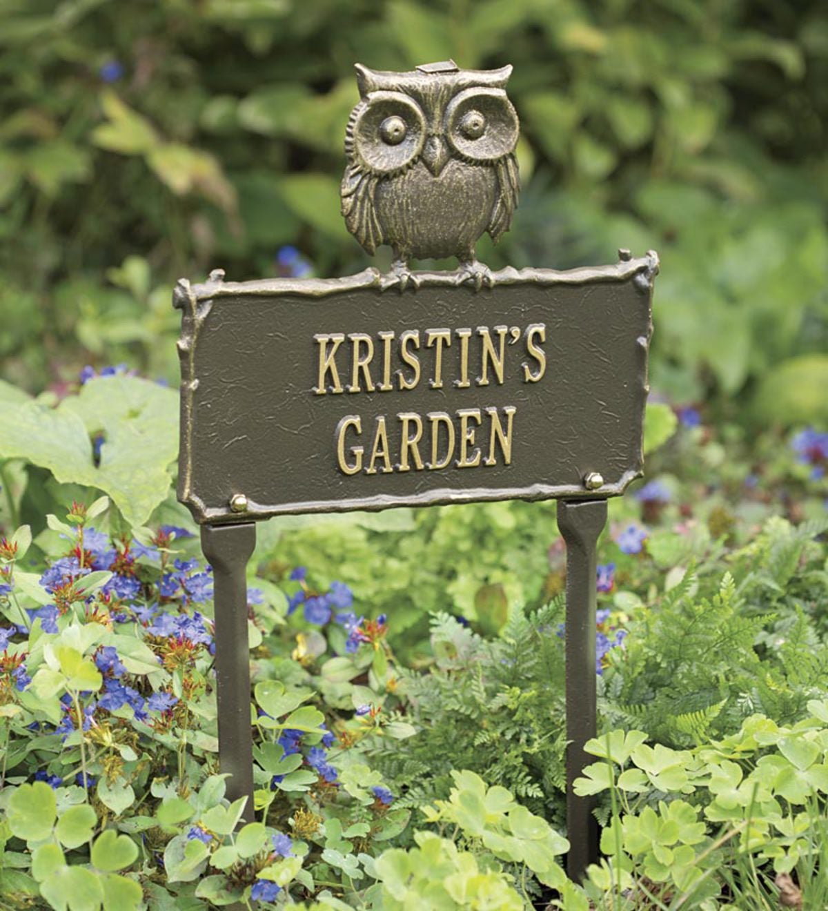 Personalized Owl Metal Garden Plaque - Bronze