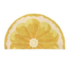 Fruit Slice Indoor/Outdoor Half-Round Rug, 20"W x 30"L - Lemon Slice Yellow