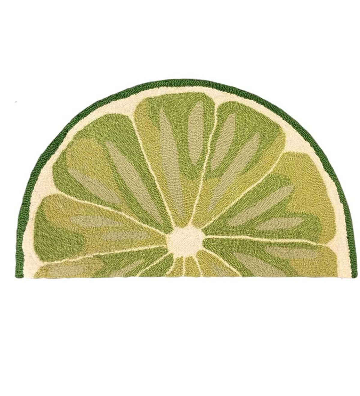 Fruit Slice Indoor/Outdoor Half-Round Rug, 20"W x 30"L - Lime Slice Green