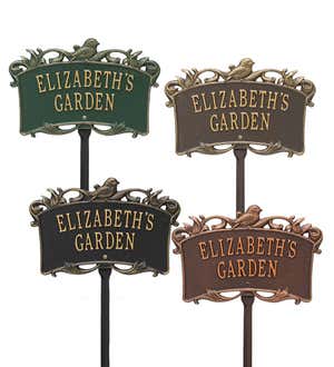 Personalized Bird Garden Plaque - Green/Gold