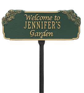 Personalized Welcome Garden Plaque - Green/Gold