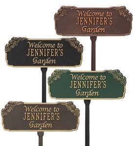 Personalized Welcome Garden Plaque - Green/Gold