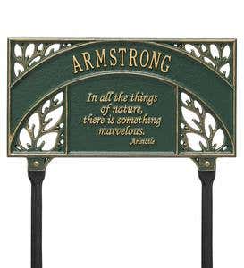 Personalized Aristotle Quote Garden Plaque - Green/Gold