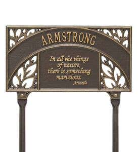 Personalized Aristotle Quote Garden Plaque - Green/Gold