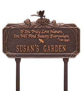 Personalized Van Gogh Dragonfly Garden Plaque - Green/Gold