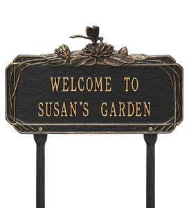 Personalized Dragonfly Welcome Garden Plaque - Bronze/Gold