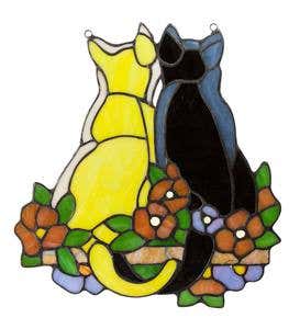 Pair of Cats Stained Glass Panel
