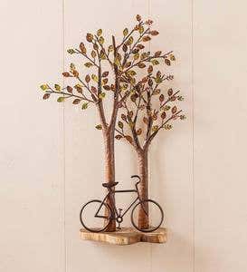 Bike Under Tree Wood and Metal Wall Art