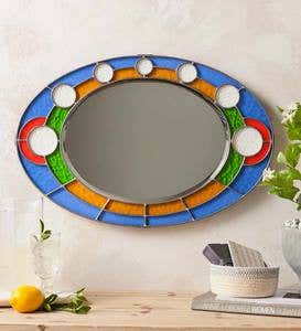 Stained Glass Oval Wall Mirror