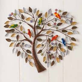 Handcrafted Heart Tree Metal Wall Art