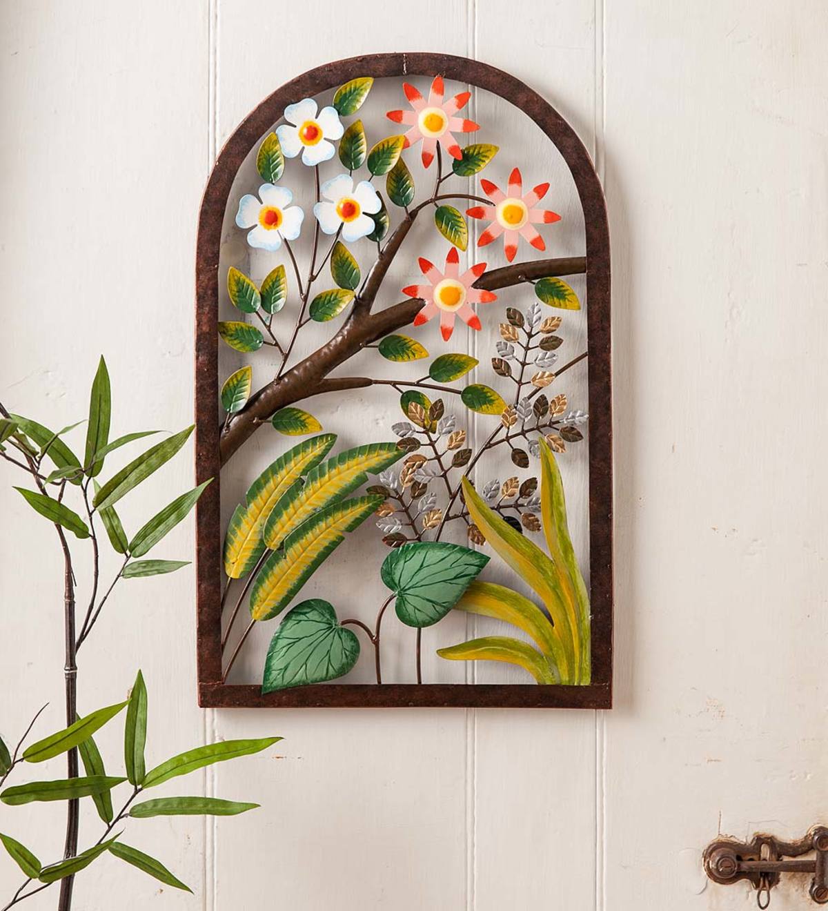 Colorful Metal Arched Floral Wall Art