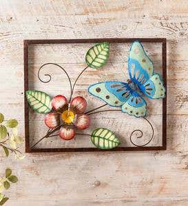 Handcrafted Butterfly and Flower Metal Wall Art