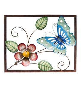 Handcrafted Butterfly and Flower Metal Wall Art