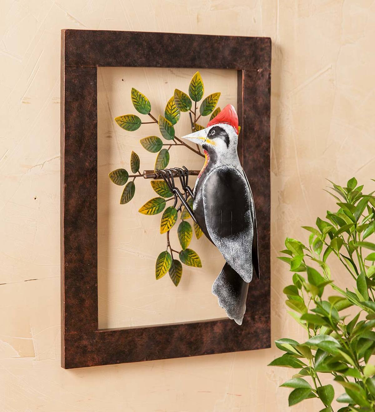 Pivoting Woodpecker Metal Wall Art