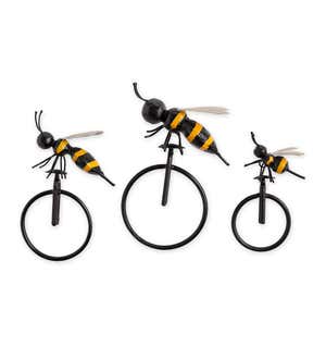 Metal Bee on Unicycle Wall Art