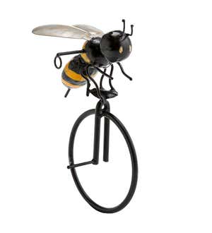 Large Metal Bee on Unicycle Wall Art