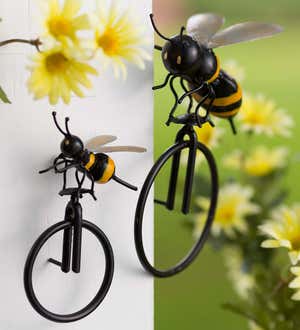 Large Metal Bee on Unicycle Wall Art